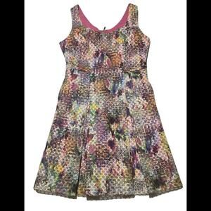 Dress New York & Company Dress Colorful Fit & Flare Honeycomb Size 10 Womens